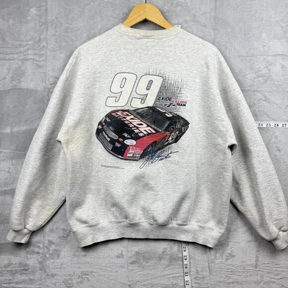 Vintage Jeff Burton Exide Racing Sweatshirt XL NASCAR Ford Taurus 99 USA Made - Picture 2 of 10